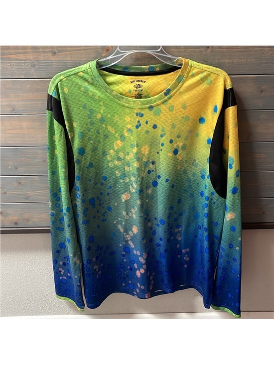 Reel Legends Other - Reel Legends Gradient Splash Long Sleeve Shirt - Yellow Green Blue